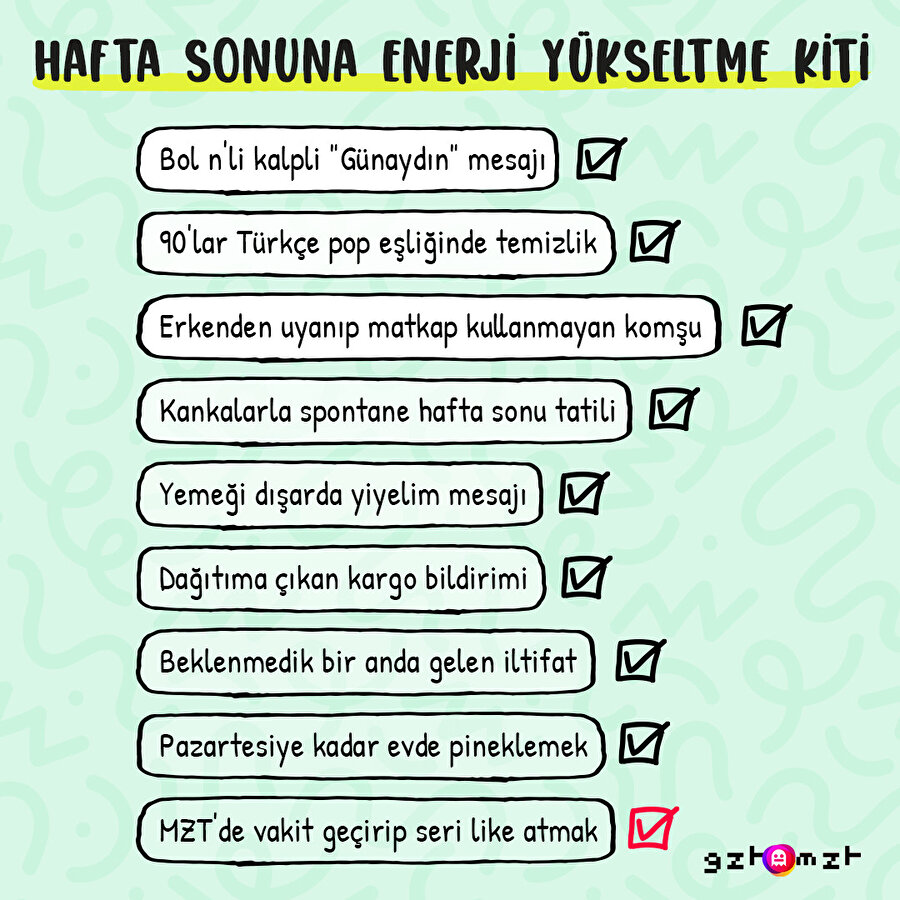 Hafta sonuna enerji yükseltme kiti