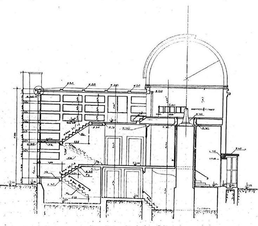 Yapının kesit çizimi, Kaynak: Arkitekt dergisi.