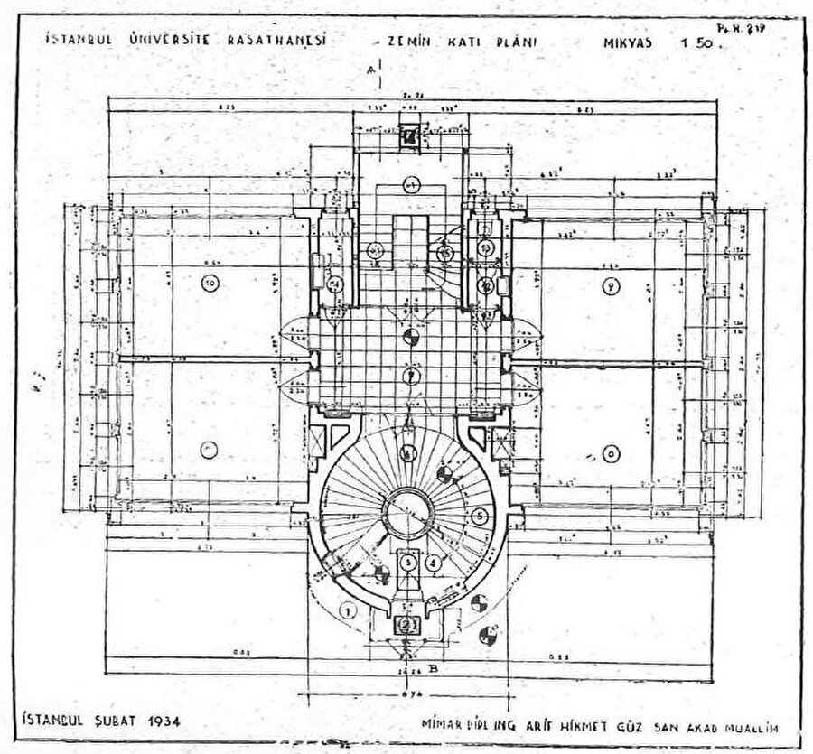 Gözlemevi’nin zemin kat planı, Kaynak: Arkitekt dergisi.