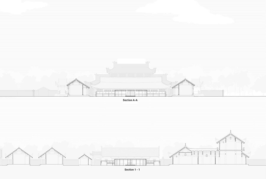 Ashui Pavyonu’nun kesitleri.