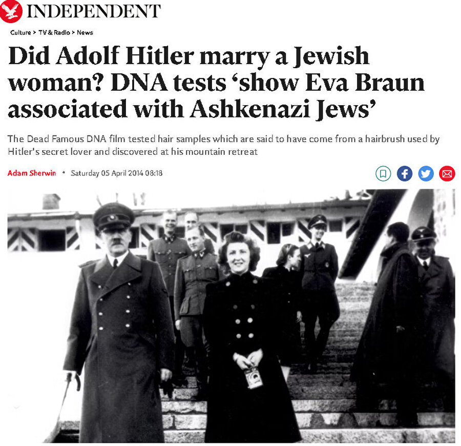 The Independent'ın Hitler'in Karısı Yahudi mi haberi.