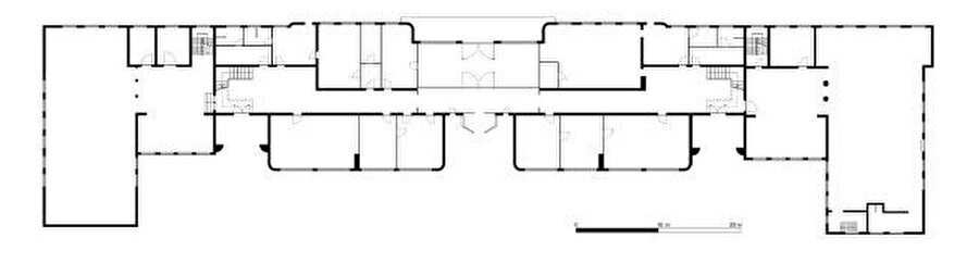 Yapının zemin kat planı, Kaynak: Murat Erdal Dere çizimi, Erken Cumhuriyet Mimarisini Ernst Egli Üzerinden Okumak başlıklı doktora tezinden.