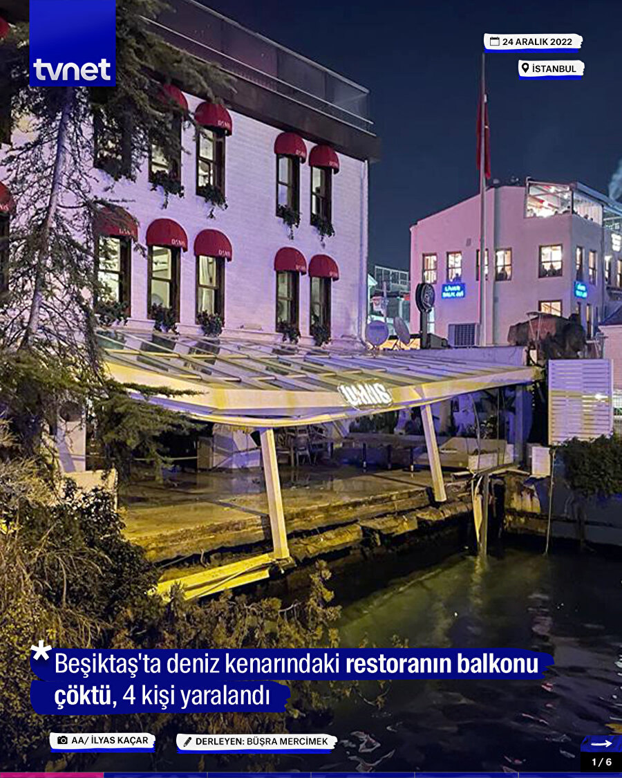 Beşiktaş'ta deniz kenarındaki restoranın balkonu çöktü, 4 kişi yaralandı