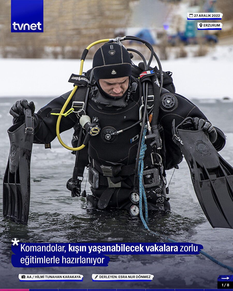 Komandolar, kışın yaşanabilecek vakalara zorlu eğitimlerle hazırlanıyor