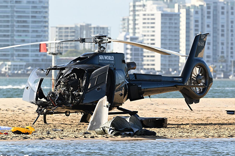 Seaworld logosu bulunan helikopter başarılı iniş yaptı