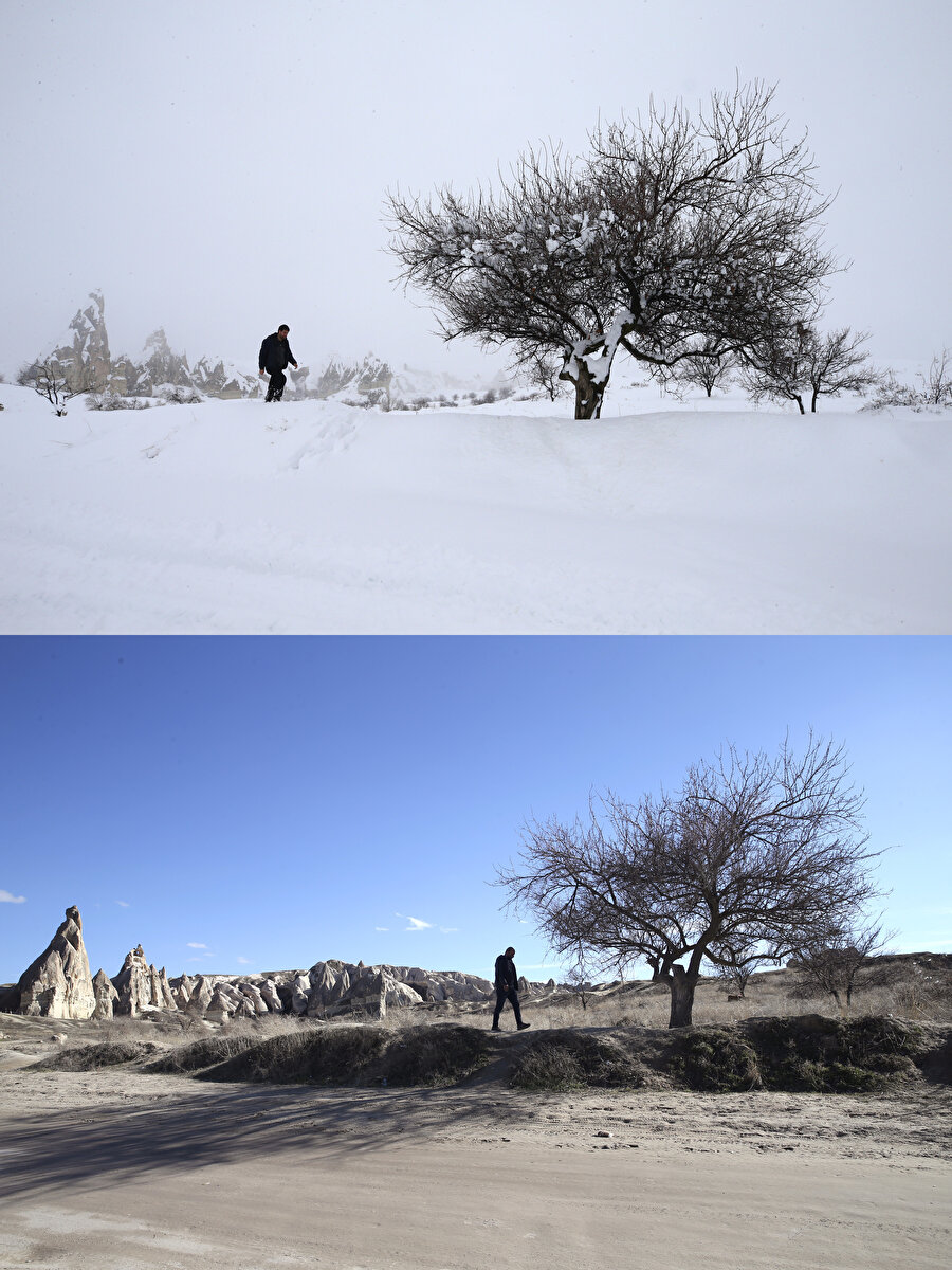 Fotoğraflar bir yıl arayla çekildi: Kapadokya'daki kuraklık gözler önüne serildi