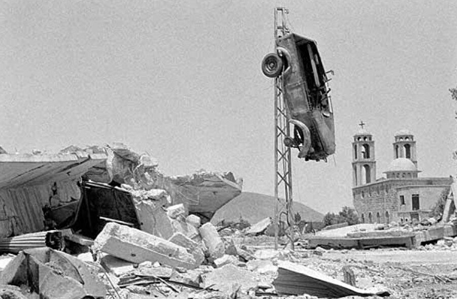 İsrail'in 1974'te çekilmesinin ardından Golan Tepeleri'ndeki el-Kunaytra köyündeki yıkım.