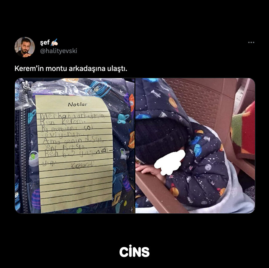 Minik Kerem'in montu depremzede arkadaşına ulaştı