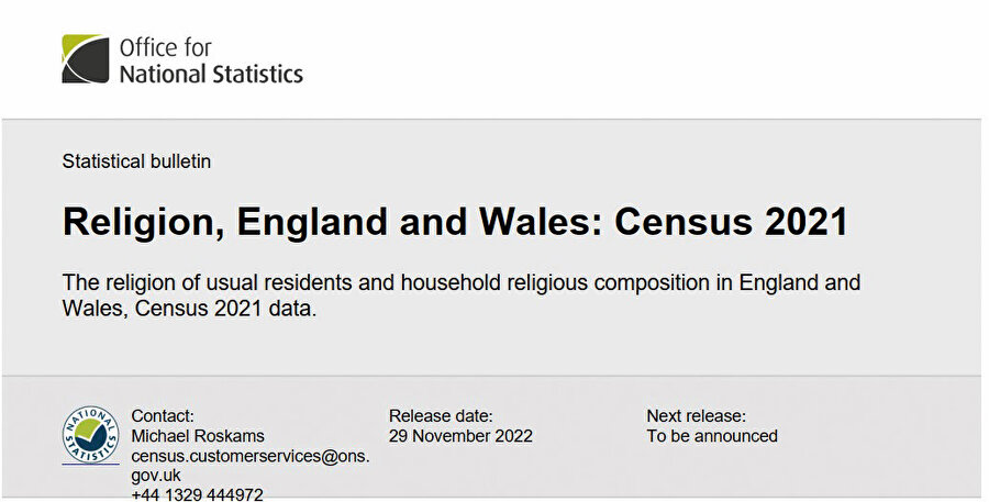 İngiliz Milli İstatistik Ofisi’nin Raporu.