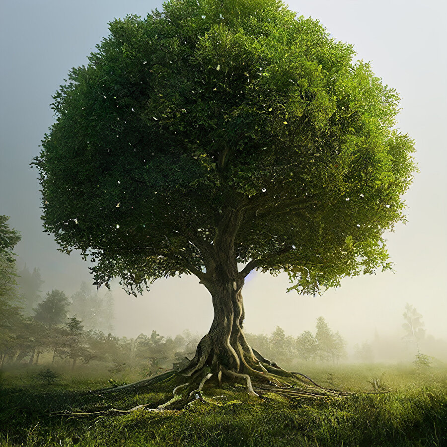 Yaşam ve ölüm arasındaki sonsuz döngüyü sembolize eden ağaç; bereketi, şansı, doğurganlığı simgeledi.