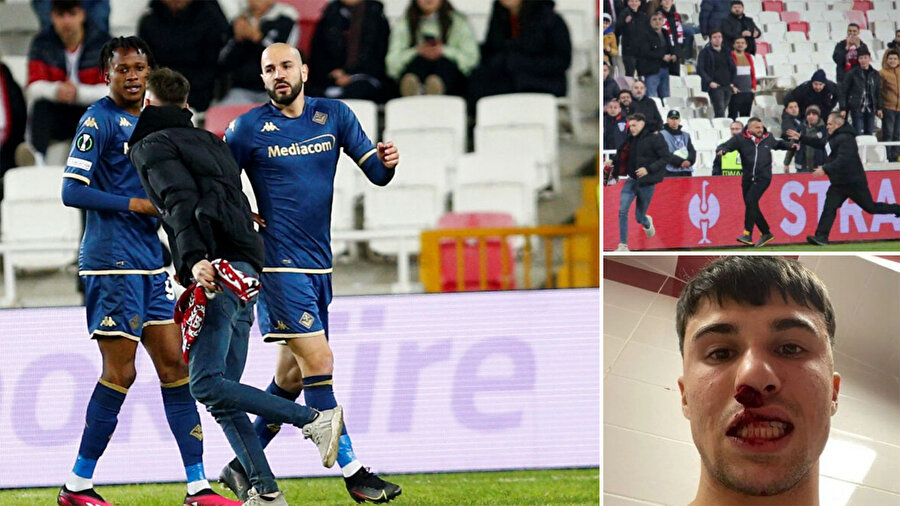 Sivasspor - Fiorentina maçında Fiorentinalı futbolcuya saldırı!