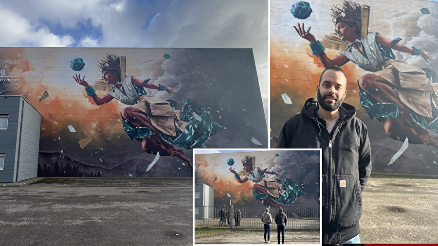 Hollanda'da geri dönüşüm fabrikasına çizilen resim 2022'nin 'en iyi duvar sanatı' seçildi.