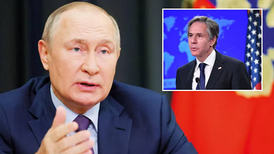 Rusya Devlet Başkanı Vladimir Putin (solda), ABD Dışişleri Bakanı Antony Blinken (sağda)