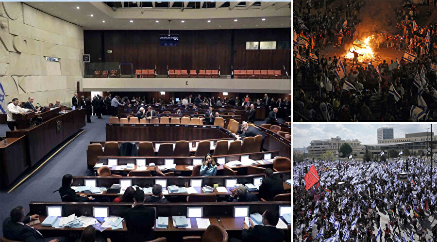 İsrail Başbakanı Netanyahu, dün akşam yaptığı ulusa sesleniş konuşmasında ülke çapında 13 haftadır kitlesel protestolara ve grevlere neden olan yargı düzenlemesini ertelediğini açıkladı.