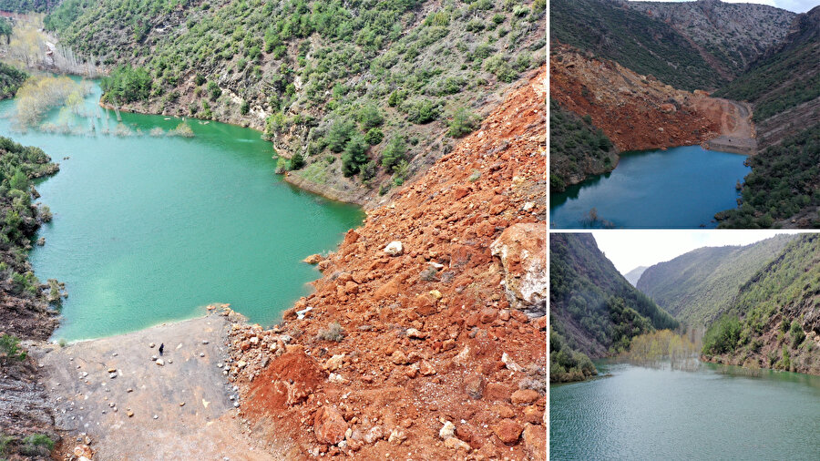 Depremin ardından meydana gelen heyelan doğal gölet oluşturdu