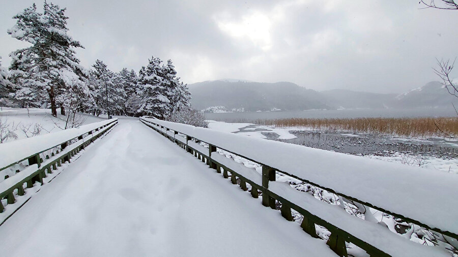Her yer beyaza büründü: Abant'ta kar kalınlığı 50 santimetreye ulaştı