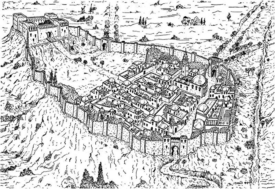 10. yüzyıldaki Müslüman Mecrît'in idealize edilmiş rekonstrüksiyonu.