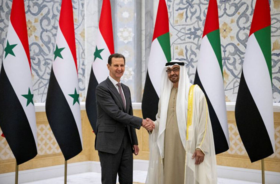 Suriye Devlet Başkanı Beşşar Esed, Mart ayında Abu Dabi'de Birleşik Arap Emirlikleri başkanı Muhammed bin Zayid en-Nehyan ile bir araya geldi.