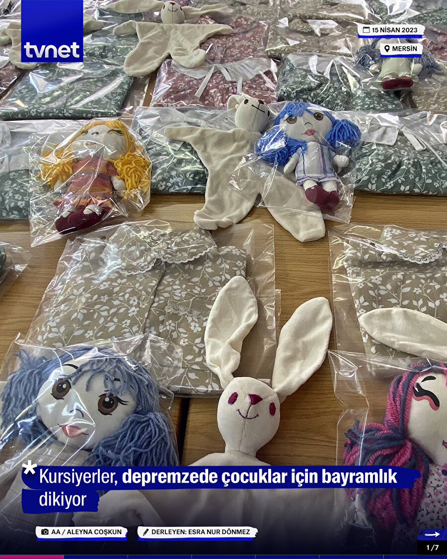 Kursiyerler, depremzede çocuklar için bayramlık dikiyor