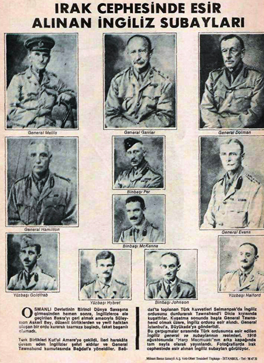 Kût'ul-Amâre'de esir alınan İngiliz subaylar.