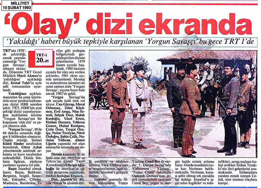 10 Şubat 1993 tarihli Milliyet gazetesi.