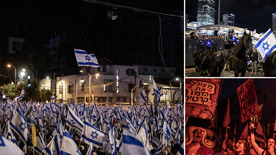 İsrail'de Binyamin Netanyahu hükümetinin tartışmalı yargı düzenlemesine karşı gösteriler sürüyor. 