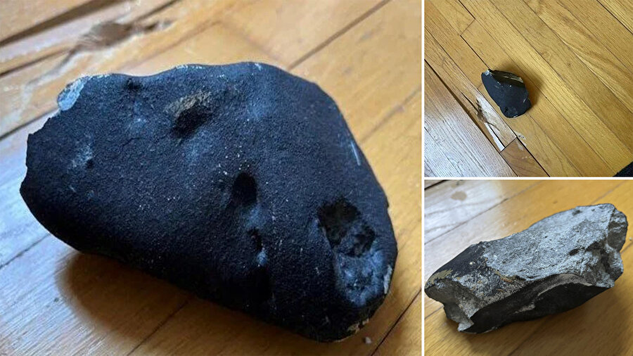 Evin çatısına düşen metalik cisim