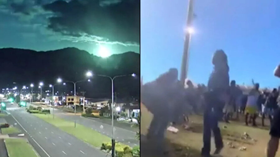 Meteoroun düşme anı kameralara yansıdı
