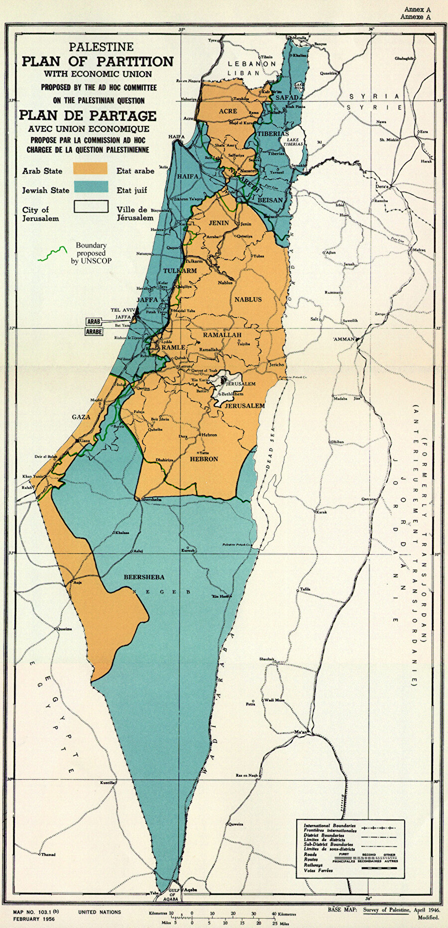 29 Kasım 1947 günü BMGK’da oylamaya sunulan Filistin’in Araplarla Yahudiler arasında paylaştırılması taksim planına göre, tarihî Filistin topraklarının %56,5’i, nüfusun %33’ünü oluşturan Yahudilere, %43,5’i ise nüfusun %67’sini oluşturan Araplara verilmişti.