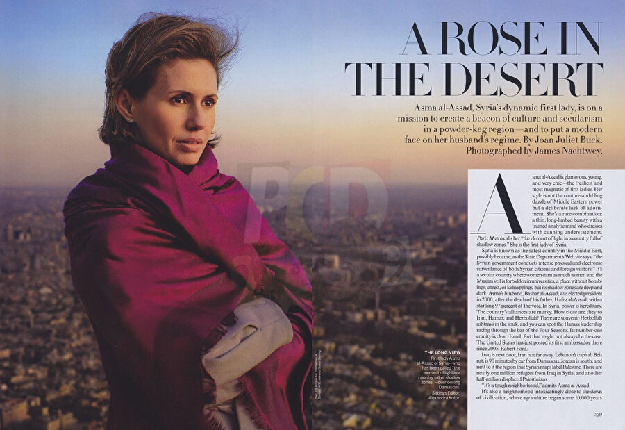 Dünyaca ünlü Vogue Magazine, 2011'de, iç savaşın başlamasından günler önce, Esma Esed'i "Çöldeki Gül" olarak adlandırdığı bir haber kaleme almıştı. Haber, sonradan yayından kaldırıldı.