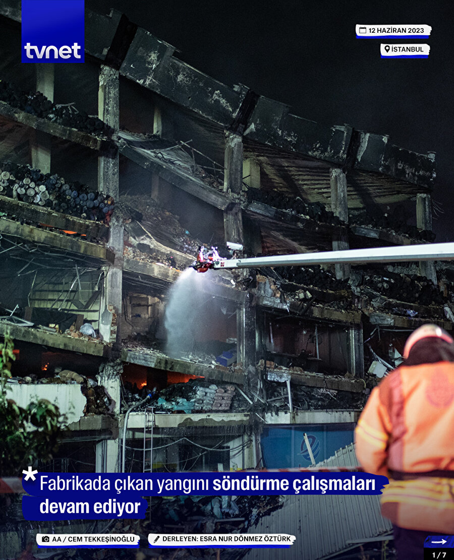 Fabrikada çıkan yangını söndürme çalışmaları devam ediyor