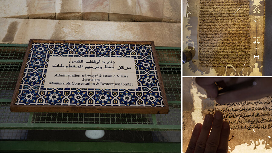 Mescid-i Aksâ’daki Eşrefiye Medresesi’nde faaliyet gösteren Yazma Eserleri Koruma ve Onarım Merkezi, her konu ve türden nadir tarihî el yazmalarını onarıyor.