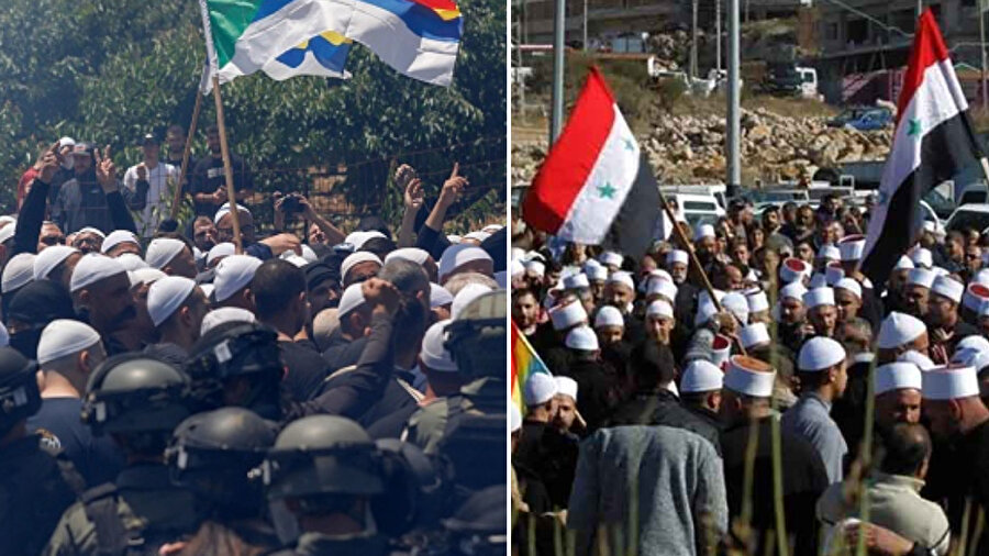 İşgal altındaki Golan Tepeleri'nin Dürzi sakinleri, tarım arazilerine onlarca rüzgar türbini inşa edilmesini engellemek için protesto gösterisi yaptı.