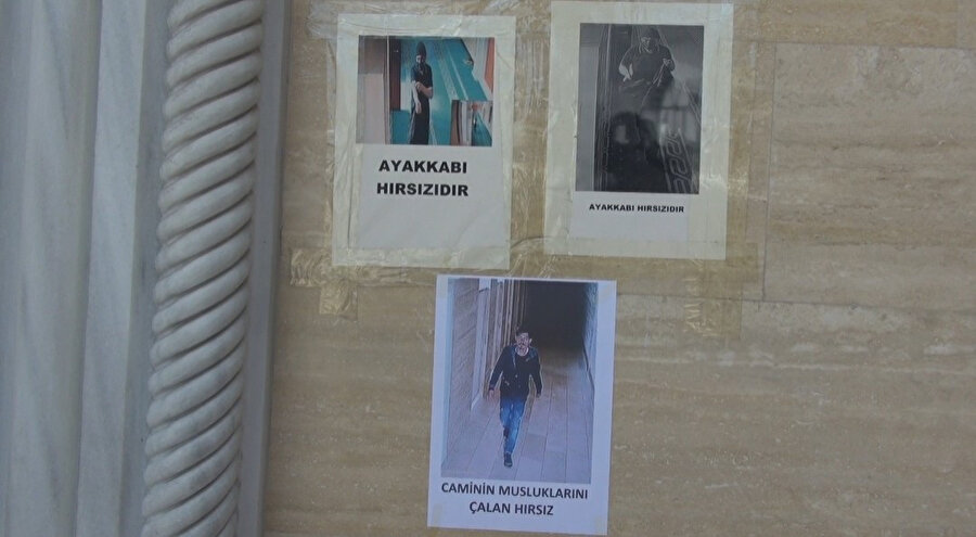 Camiden hırsızlık yapanların fotoğraflarını duvara yapıştırdılar