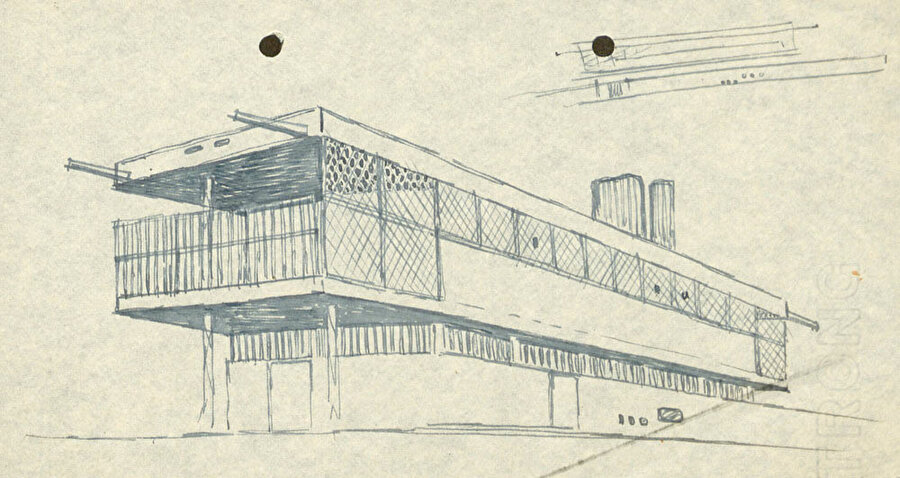 Rıza Derviş Villası, perspektif çizimi 