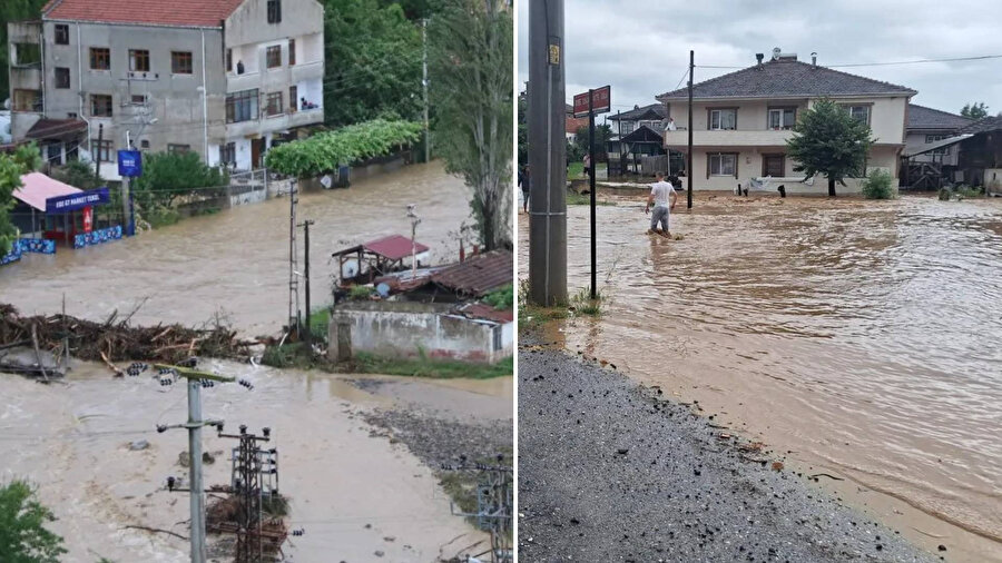 Karadeniz'de bir çok yerde sel meydana geldi