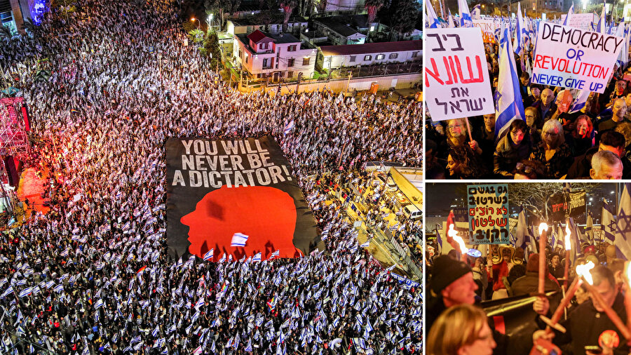 İsrail'de Netanyahu hükümetinin yargı düzenlemesi ve diğer sağ politikalarına karşı çıkan protesto hareketi, 6 aydır ülke genelinde gösterilerine devam ediyor.