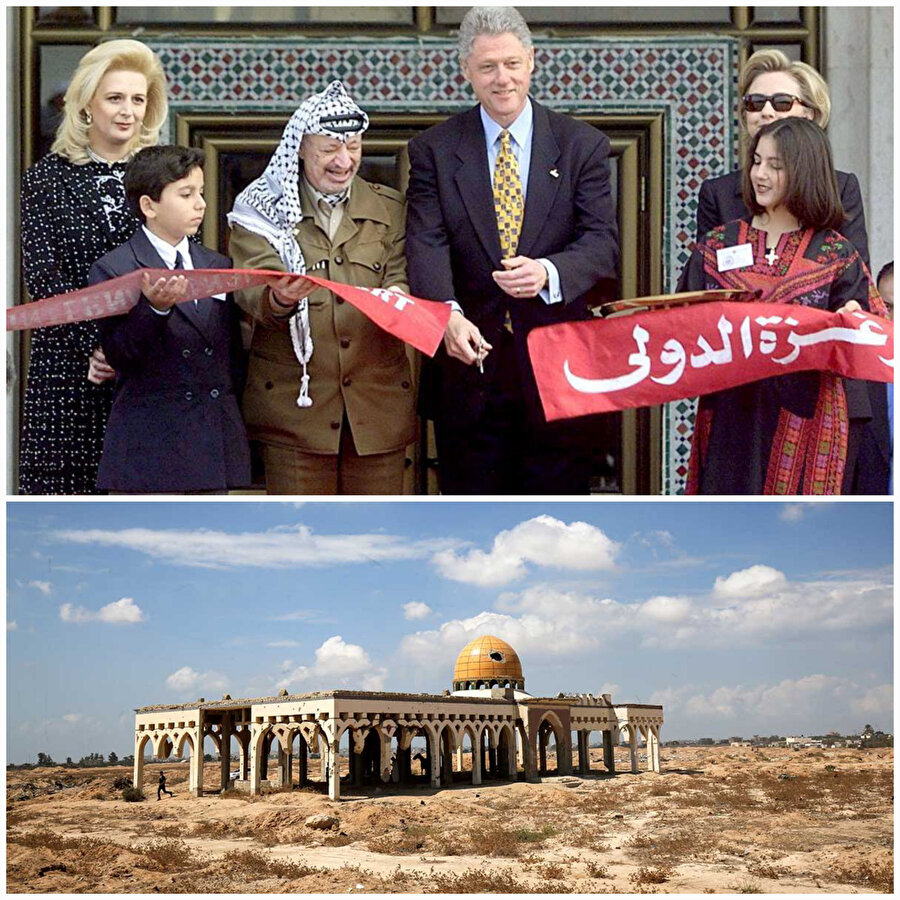 ABD Başkanı Bill Clinton ve Filistin Yönetimi Başkanı Yaser Arafat, Gazze Havaalanı'nın açılışını yaparken...