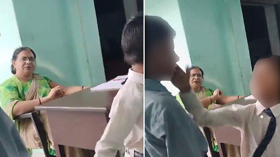 Hintli öğretmenin, öğrencileri sırayla 7 yaşındaki Müslüman çocuğa vurmaya teşvik ettiğini gösteren görüntüler, Hindistan'da şok ve öfkeye yol açtı.