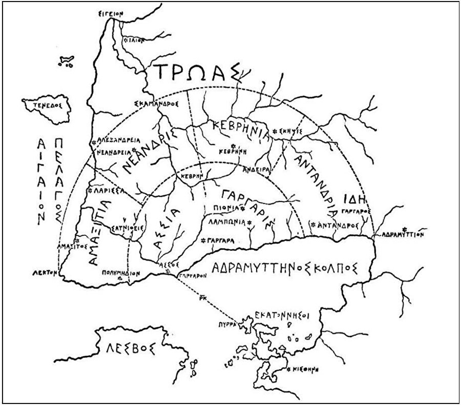 J.T. Clarke’a ait Troas Bölgesi haritası. 