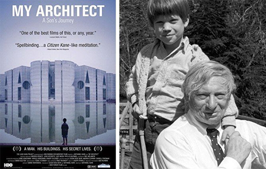 Kahn ve 2003 yılında çektiği “My Architect” belgeseliyle gündeme gelen oğlu Nathaniel. 
