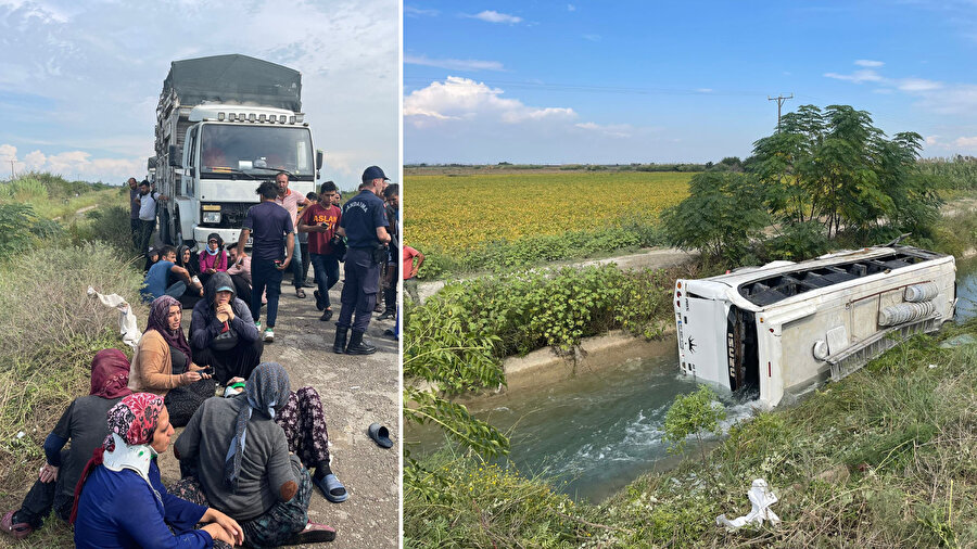 Mersin'de midibüs sulama kanalına devrildi: 10 tarım işçisi yaralandı