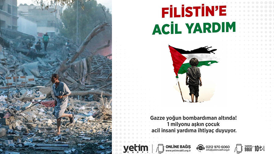 Yetim Vakfı çocuklar için 'Filistin’e Acil Yardım' seferberliği başlattı.