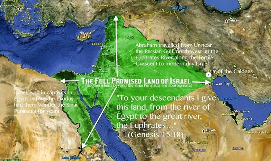 Yahudilerin "vadedilmiş toprakları" sadece Filistin'i kapsamıyor.