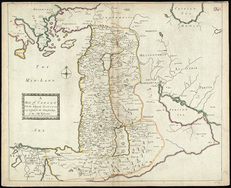 17. yüzyıla ait bir Kenan haritası. Arkeologlar, Yahudi mitlerini çürüterek Kenan Diyarı’nın Yahudiler tarafından fethedilmediği, aslında yerel halkın oradan hiç ayrılmadığı keşfettiler.
