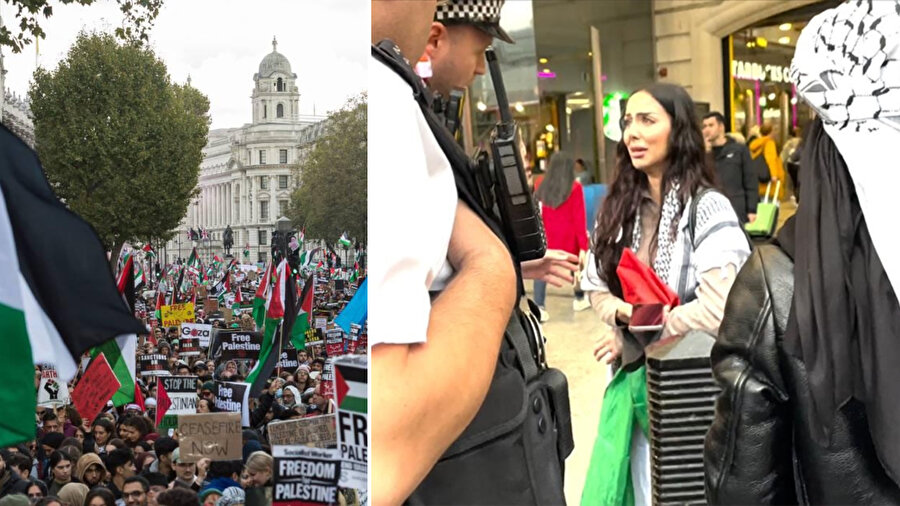 Londra'da Filistin'e destek gösterisi düzenlendi. 