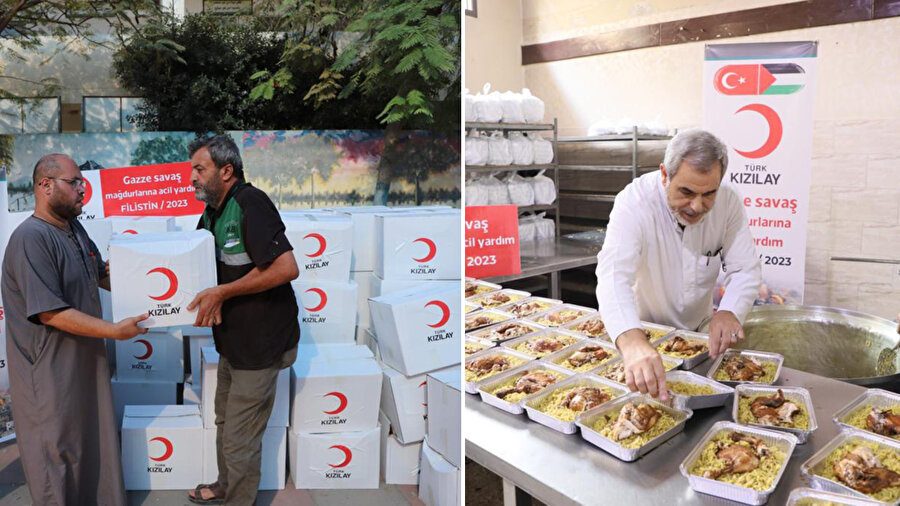 Türk Kızılayı, Gazze'de savaş mağduru sivillere gıda desteğinde bulunuyor.