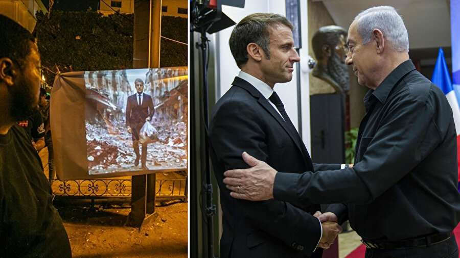 Macron'un İsrail ziyareti ülkesinde protesto edildi.