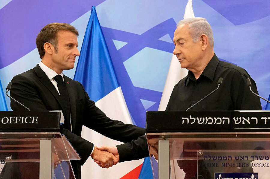 İsrail'in 7 Ekim'de Gazze'ye başlattığı bombardımana pek çok dünya ve Avrupa devleti gibi Fransa da dur dememiş; İsrail'e birlik ziyaretinde de bulunmuştu.