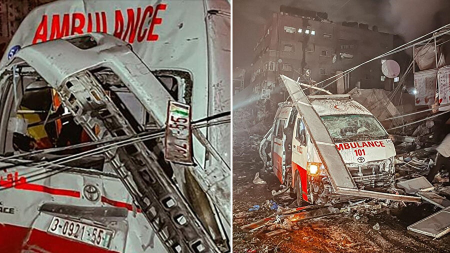 İsrail'in hedef aldığı ambulans kullanılamaz hale geldi.